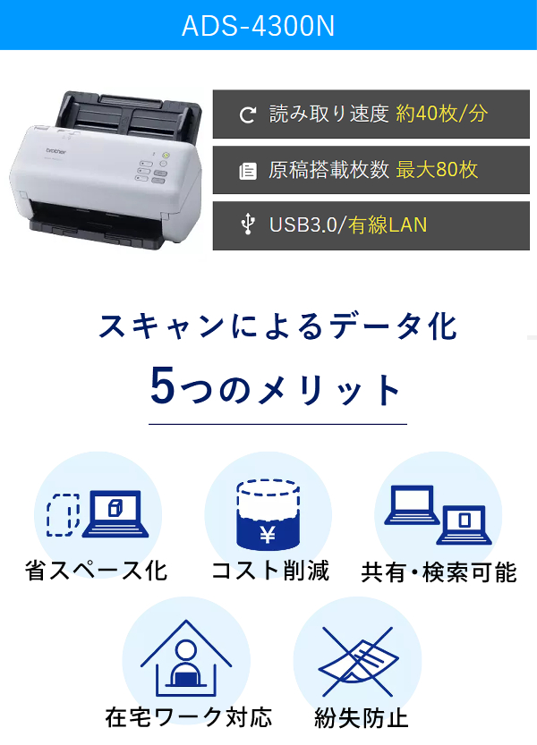 限定SALEHOT ブラザー工業 ドキュメントスキャナー 30ppm/有線・無線