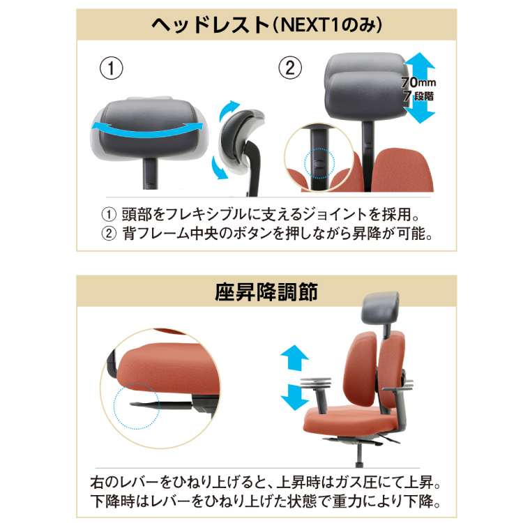 デュオレスト（DUOREST） オフィスチェア 肘付き ダークブルー NEXT1