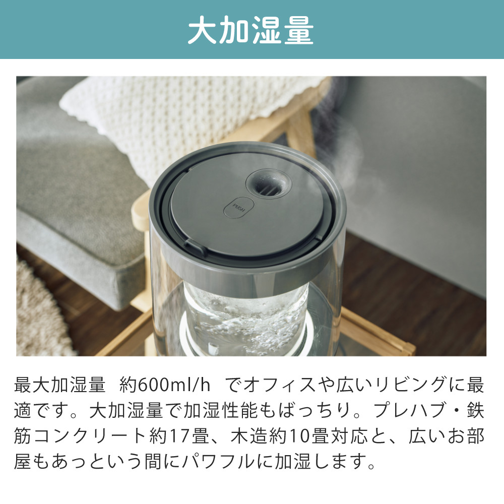 QUADS（クワッズ） 加湿器 スチーム式 グラス GLASS ガラススチーム