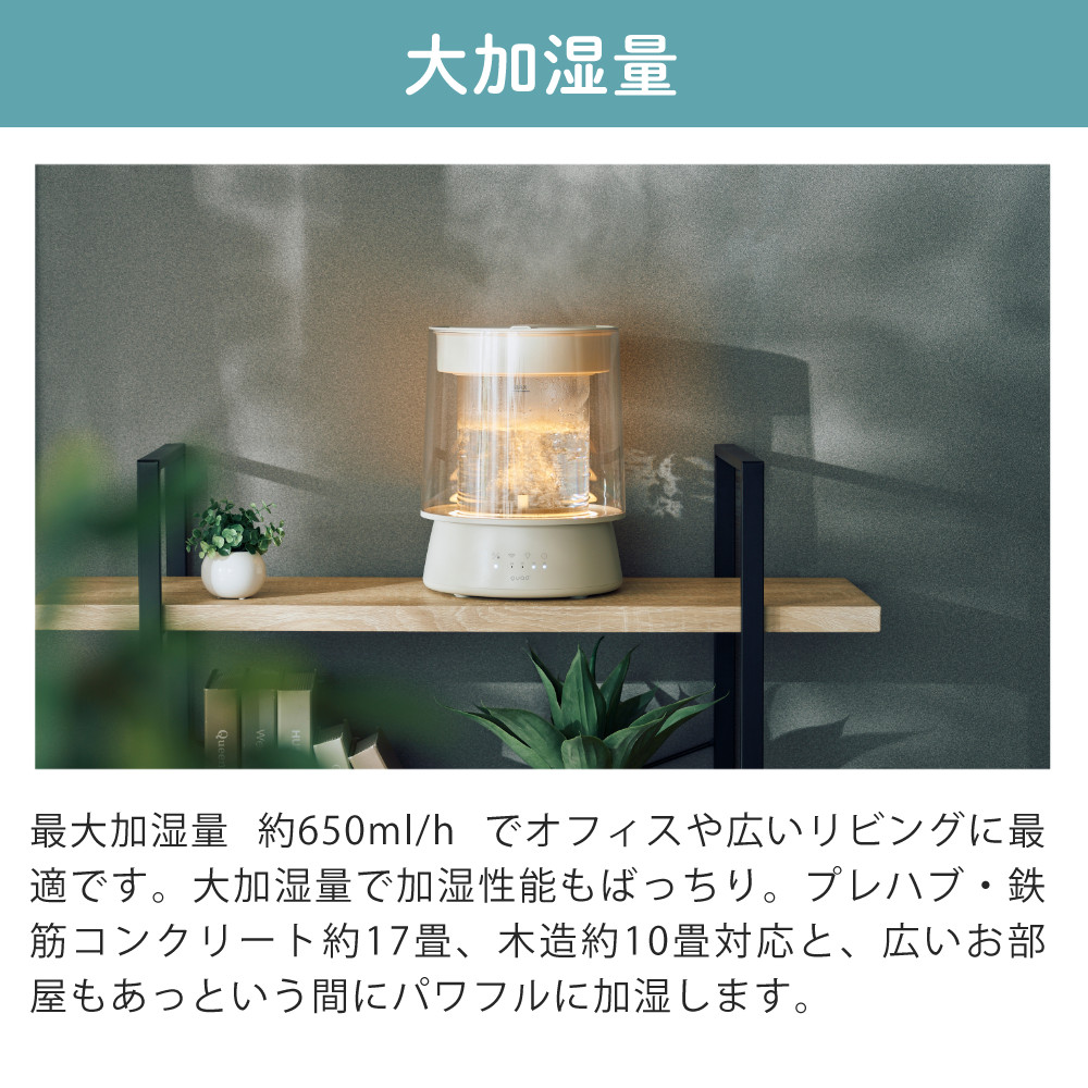 QUADS（クワッズ） （ランキング1位獲得）QUADS 加湿器 ガラス