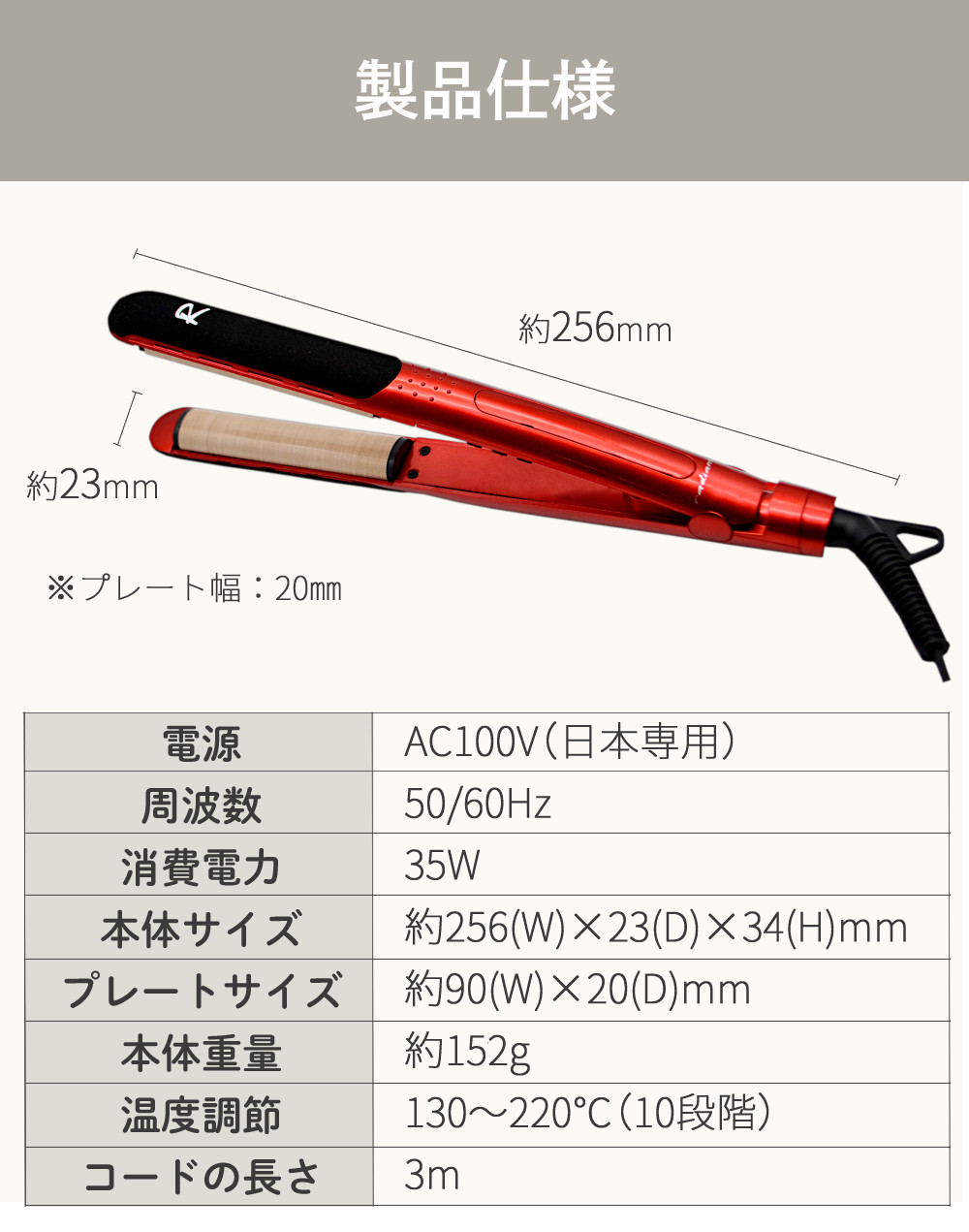 ラディアント シルクプロアイロン 20mm ストレート ラウンド radiant R