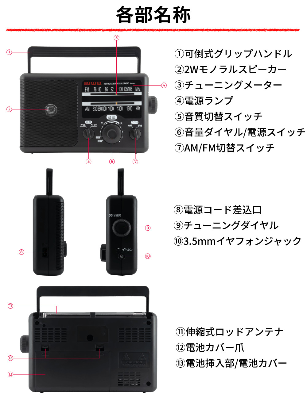 アイワ ラジオ ポータブルホームラジオ audio-G PHR1 GAA4-PHR0001