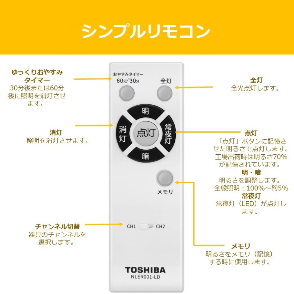 TOSHIBA（東芝） LEDシーリングライト 〜6畳 丸型 単色 昼光色 調光