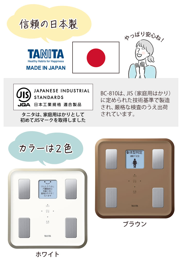 カラーは2色）TANITA(タニタ) 体組成計 BC-810 イラストや応援コメント