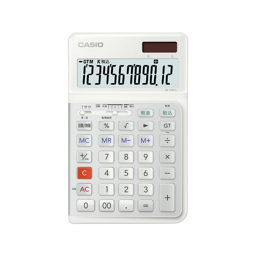 CASIO（カシオ） JE-12D-L-WE 人間工学電卓 左手用 ジャストタイプ 