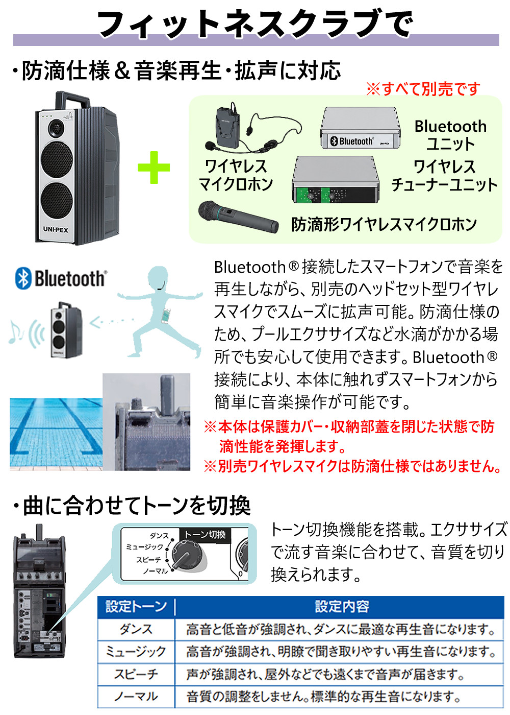UNI-PEX ワイヤレスアンプ 防滴形ワイヤレスアンプ IPX4 60W Bluetooth