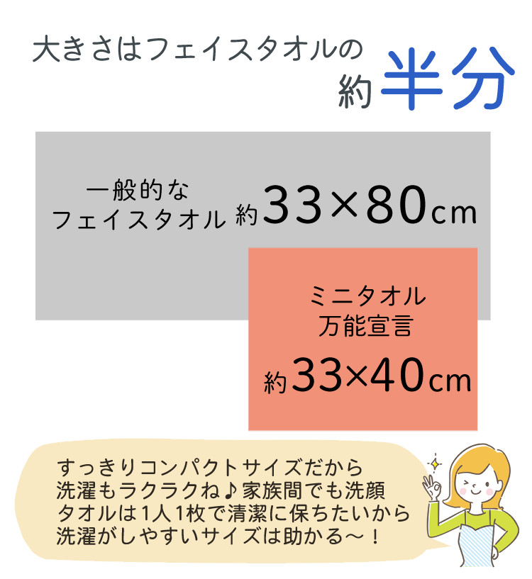 ミニタオル万能宣言 日本製 フェイスタオル代わりに便利 (無地