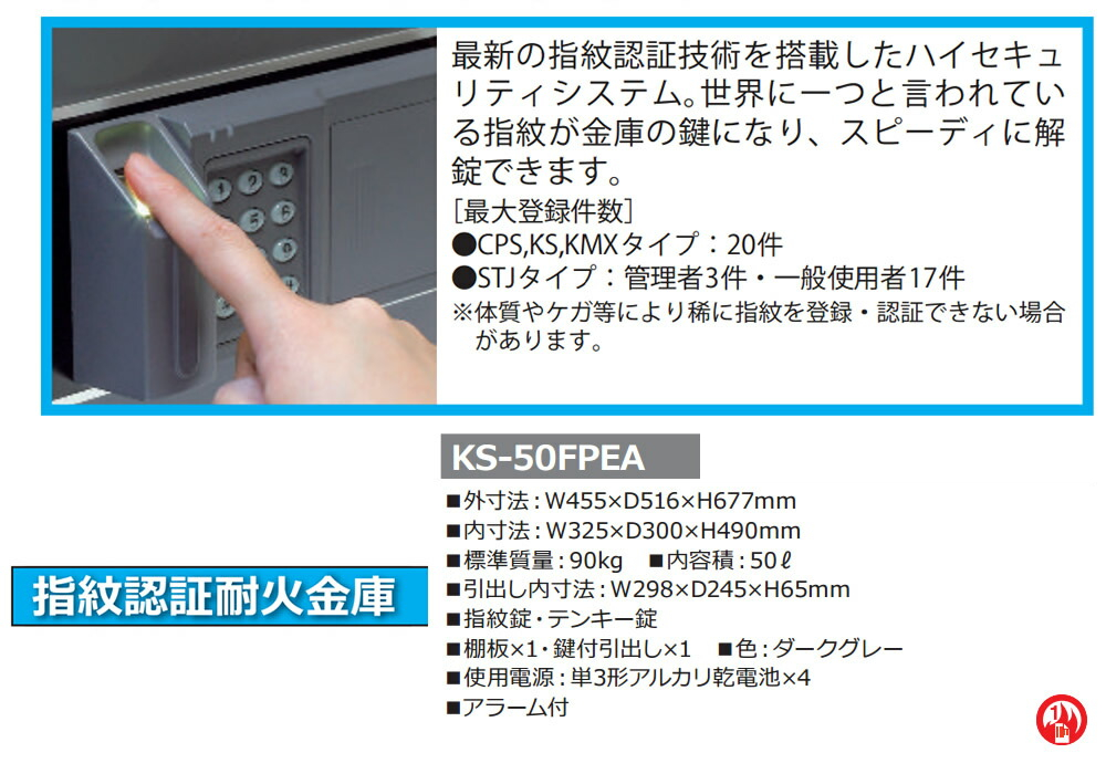 引き取り費込・防水ケース付） 日本アイ・エス・ケイ（指紋認証耐火