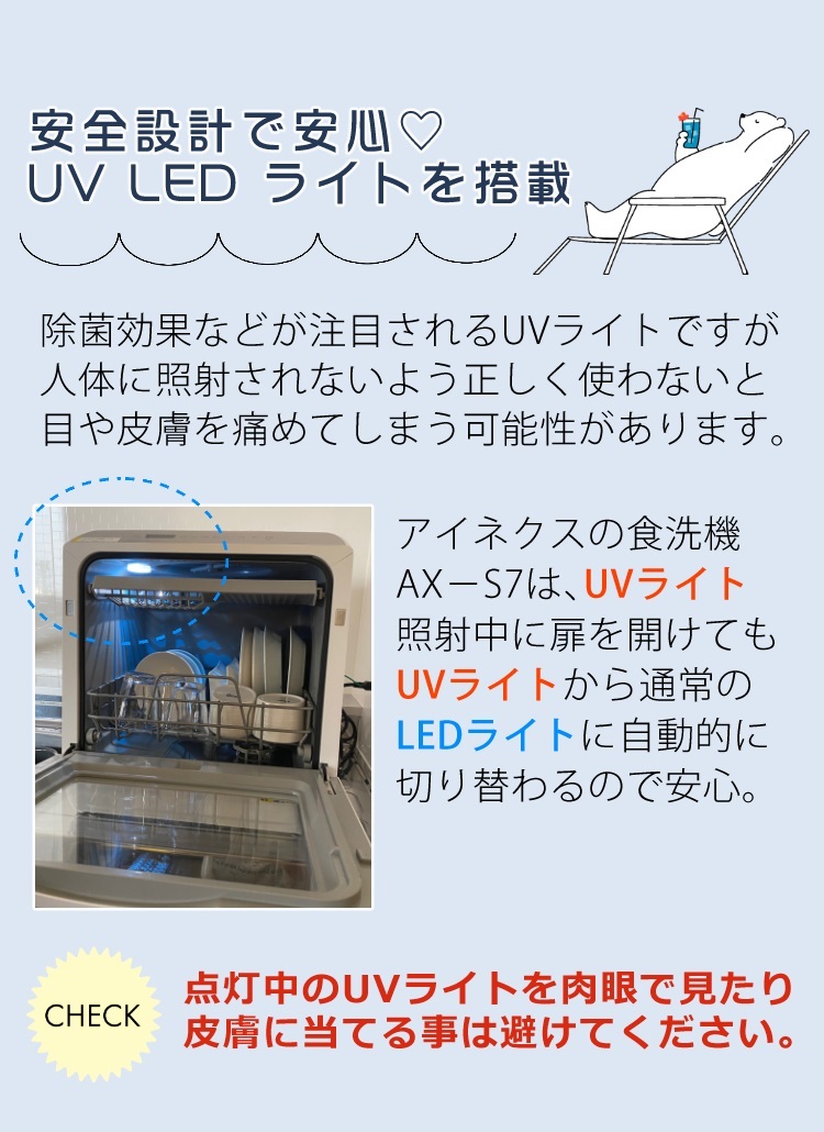 設置工事不要） 食器洗い乾燥機 アイネクス AX-S7 UV乾燥モード 食器洗乾燥機 食洗機 コンパクト 節水 タンク式 シンプル 1人分 2人分  3人分 (ラッピング不可) ホームショッピング - 通販 - PayPayモール