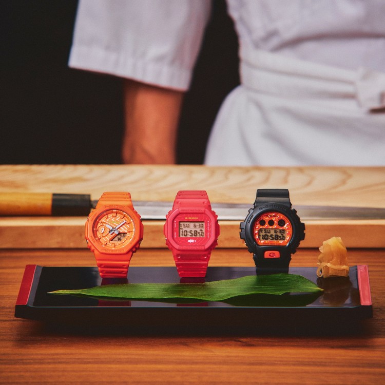 エ*)様 CASIO G-SHOCK 6個セット + 2個おまけ G-SHOCK （10/16発売予定）カシオ ジーショック 腕時計 寿司 MADE IN