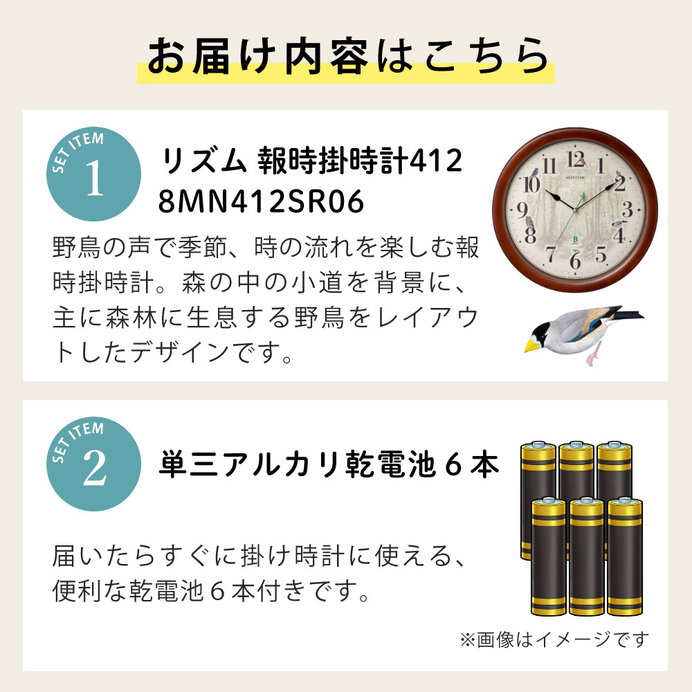 RHYTHM （レビュー特典有）リズム 掛け時計 電波時計 日本野鳥の会