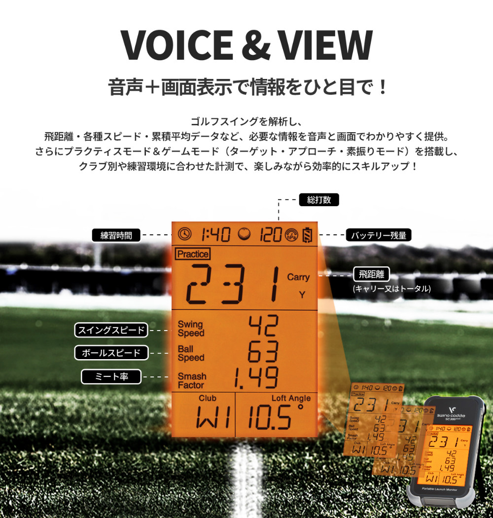 VOICE CADDIE（ボイスキャディ） スイングキャディ SC200+ 電池付き