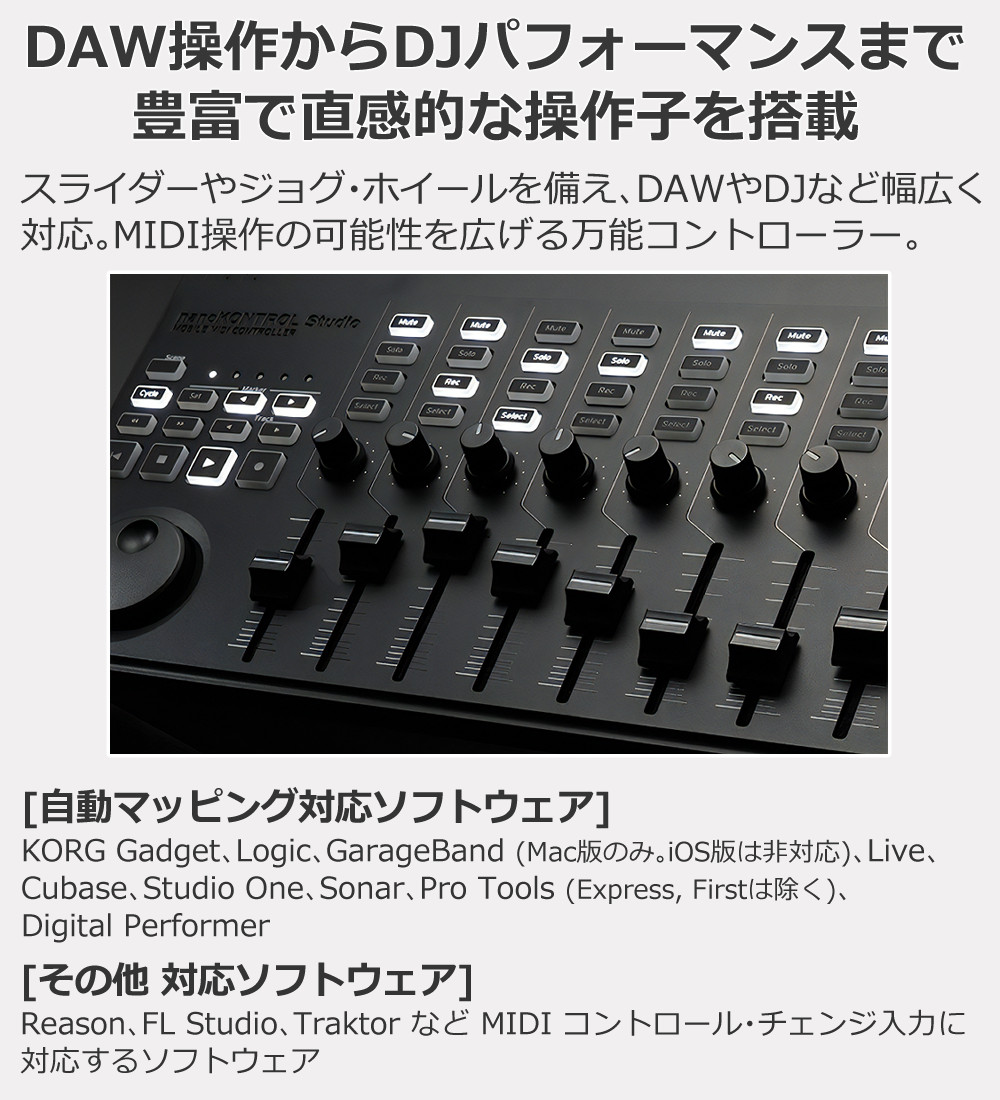 KORG nanoKONTROL Studio MIDIコントローラー nanoKONTROL_Studio_top_rgb_g.