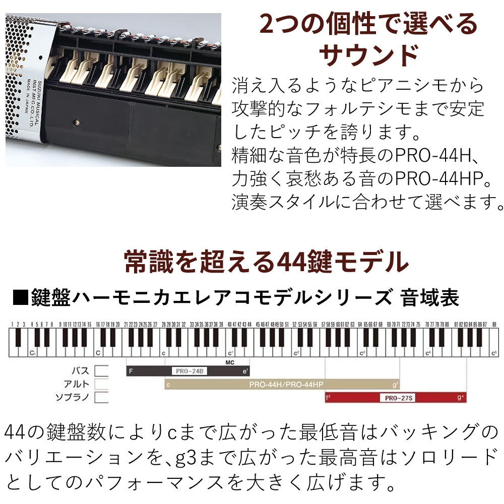 ハモンド SUZUKI HAMMOND44 PRO-44Hv2 鍵盤ハーモニカ エレアコモデル