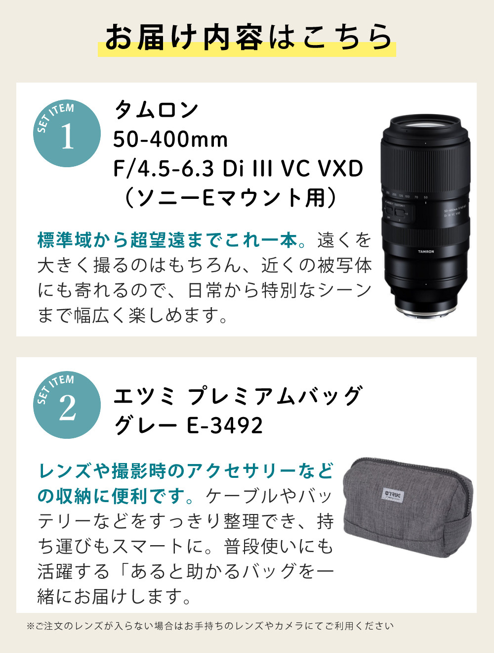 TAMRON（タムロン） 50-400mm F4.5-6.3 Di III VC VXD ソニーEマウント