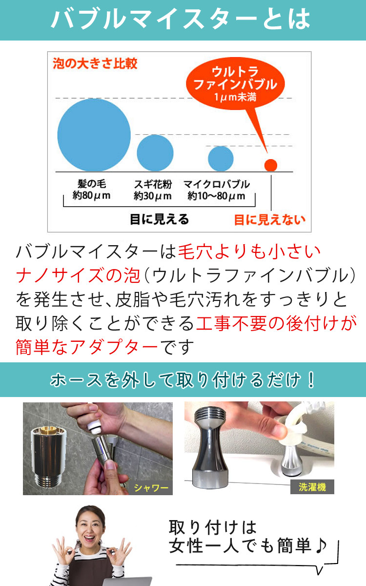 バブルマイスター ウルトラファインバブル発生装置 シャワー用＆洗濯機用セット 富士計器 泡発生装置（ラッピング不可）