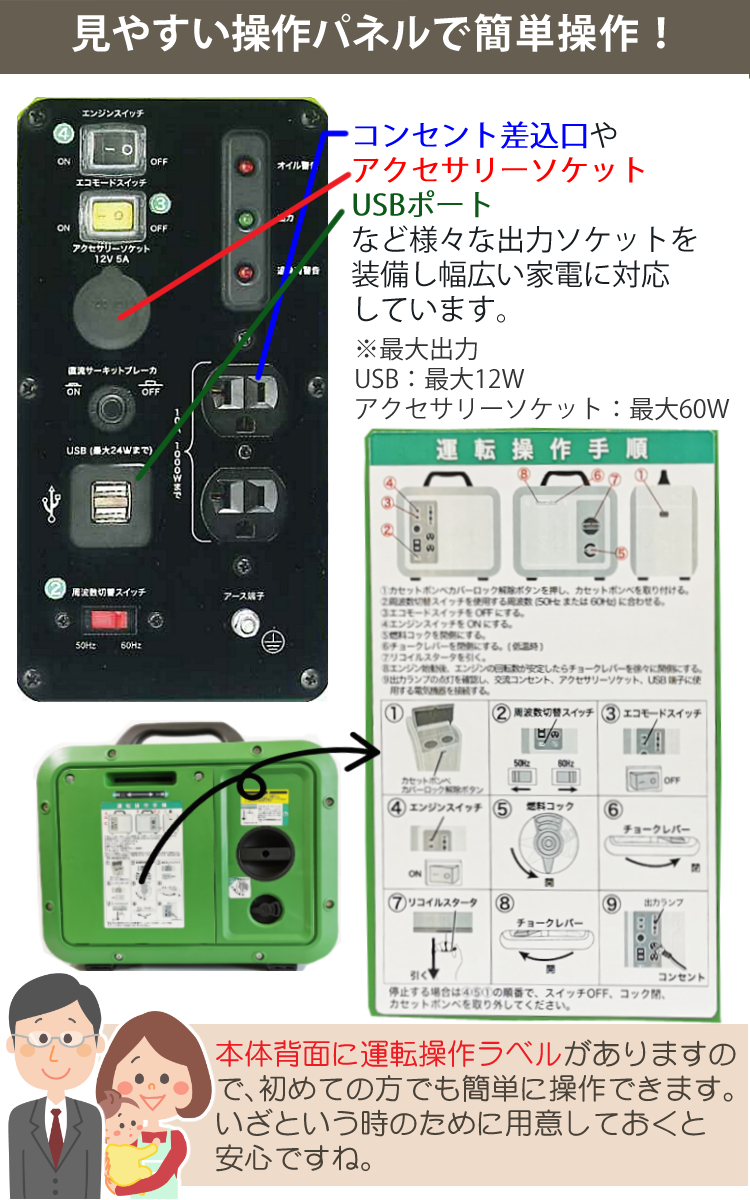 新作 TM 株式会社ティーエム カセットガス インバータ発電機 50 60Hz