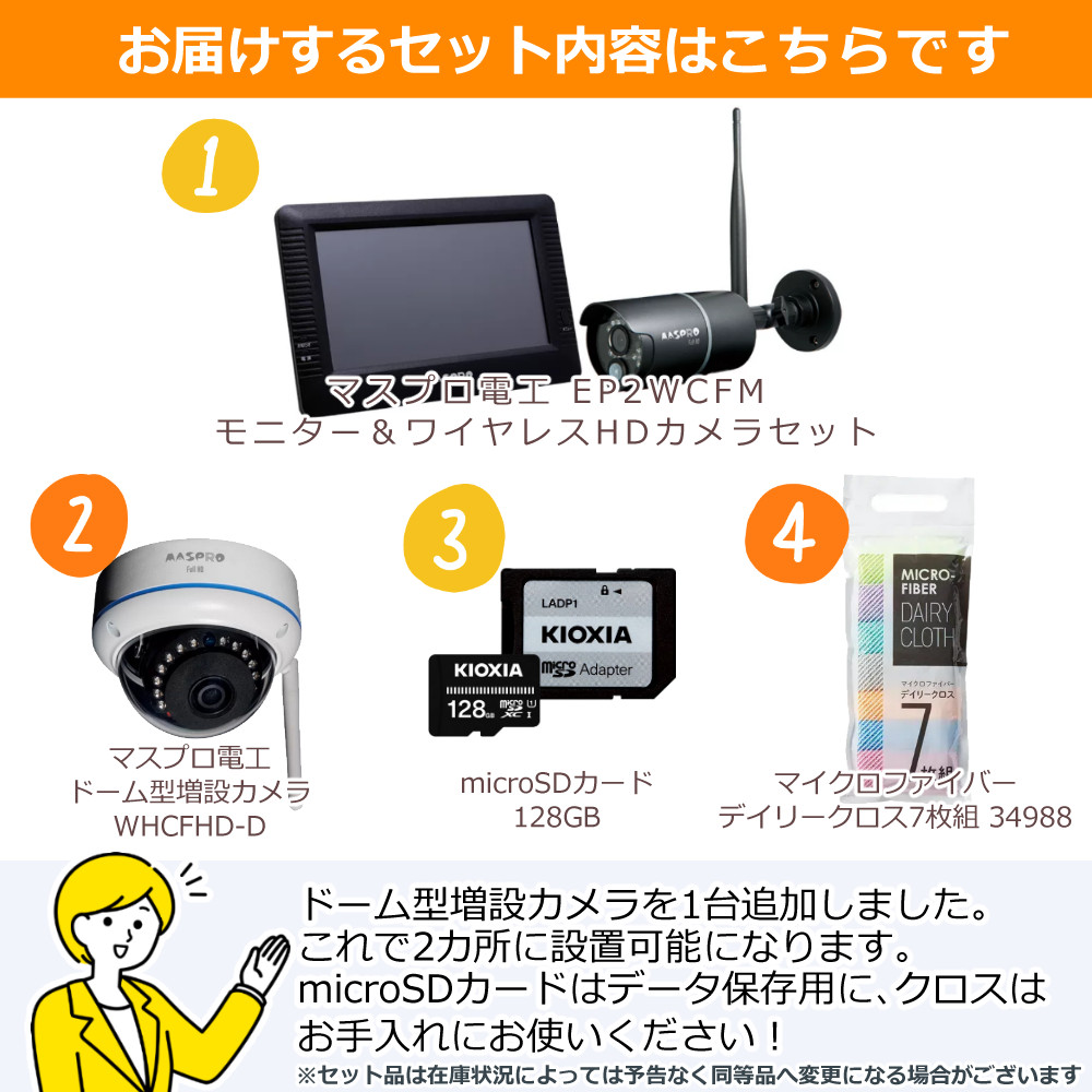 マスプロ（MASPRO） マスプロ電工 モニター＆ワイヤレスHDカメラセット
