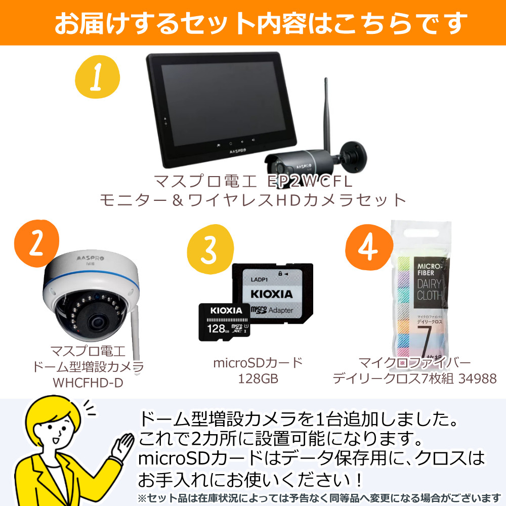 マスプロ（MASPRO） マスプロ電工 モニター＆ワイヤレスHDカメラセット