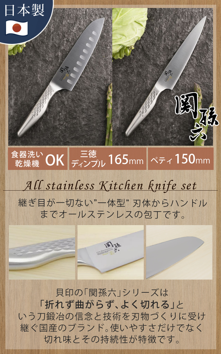 関孫六 （ステンレス包丁セット／当店オリジナルギフトボックス入り