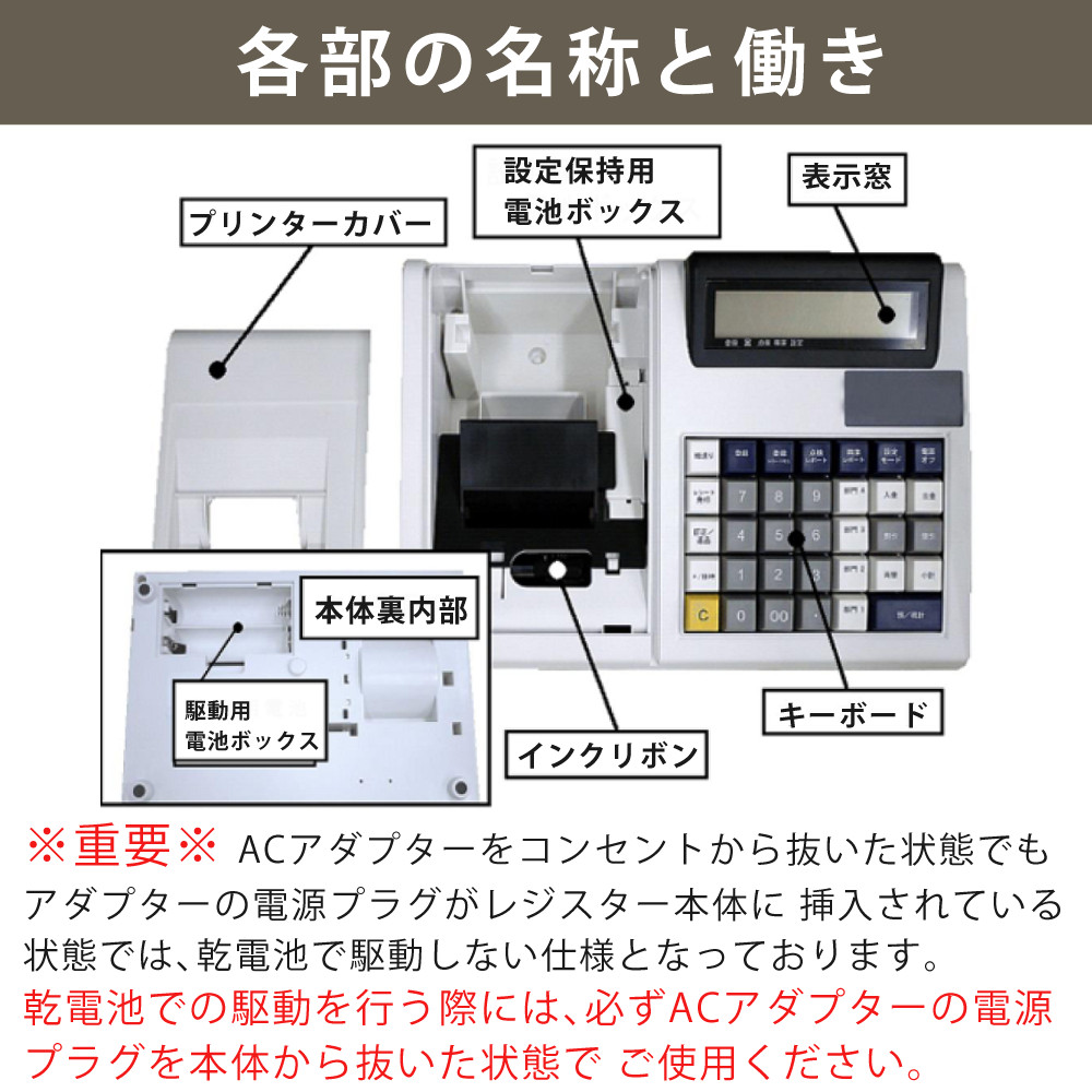 クローバー電子 レジスター 小型 JET-100CHR CL00R-4170R 電池2種付き