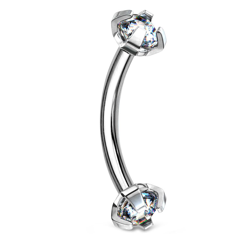 ボディピアス アイブロウ 16G 3mm 立爪ジュエル バナナバーベル 眉