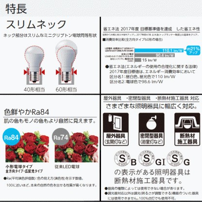Panasonic（パナソニック） LED電球 5.0W 電球色相当 調光器対応 小形