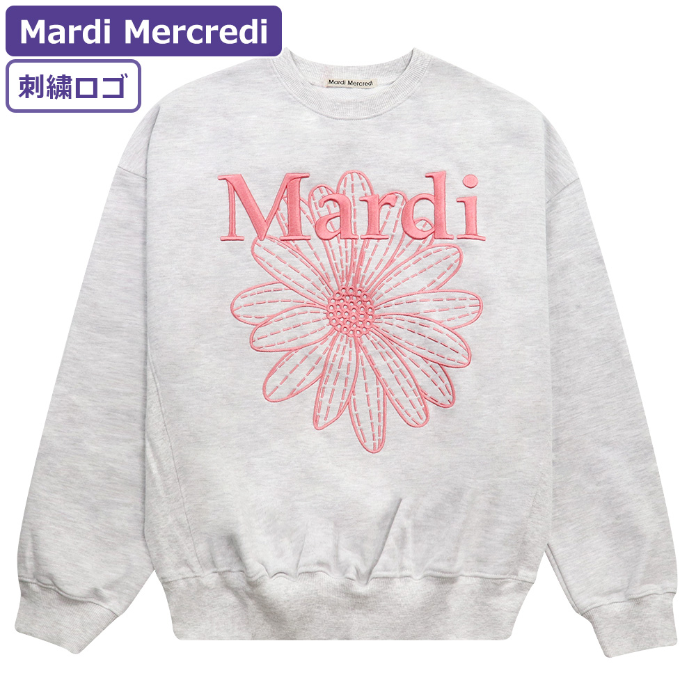 マルディメクルディ Mardi Mercredi スウェット SWEATSHIRT FLOWERMARDI NEEDLEWORK 長袖 レディース  韓国 ファッション アパレル 刺繍 ロゴ