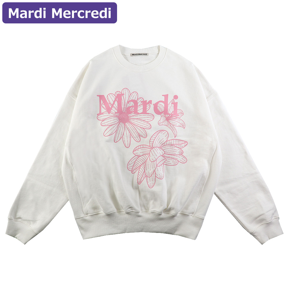 マルディメクルディ Mardi Mercredi スウェット SWEATSHIRT TRIPLE FLOWER WHITE PINK 長袖 レディース 韓国 ファッション アパレル Mardi Mercredi マルディメクルディ スウェット SWEATSHIRT