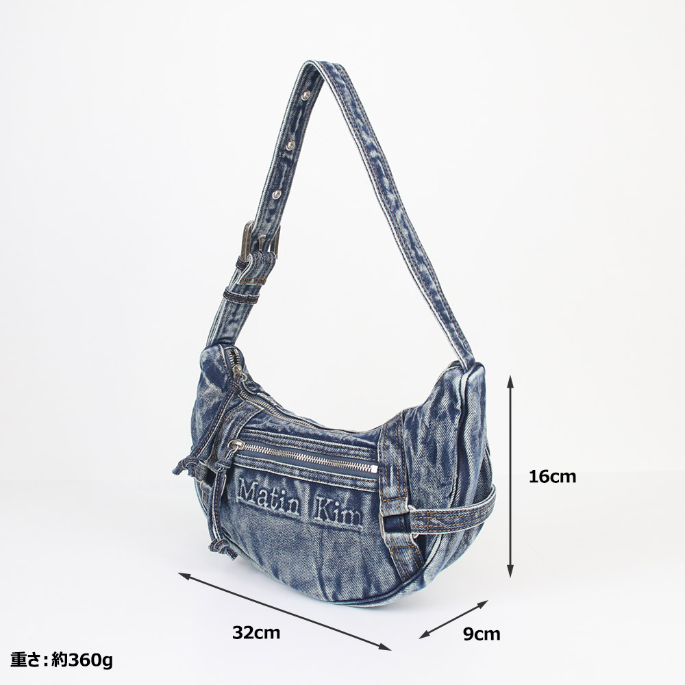 Matin Kim デニムボディバッグ　ムーン　クレセント　ショルダー　半月型 新品】Matinkim デニム ムーン クレセントワンショルダーバッグ