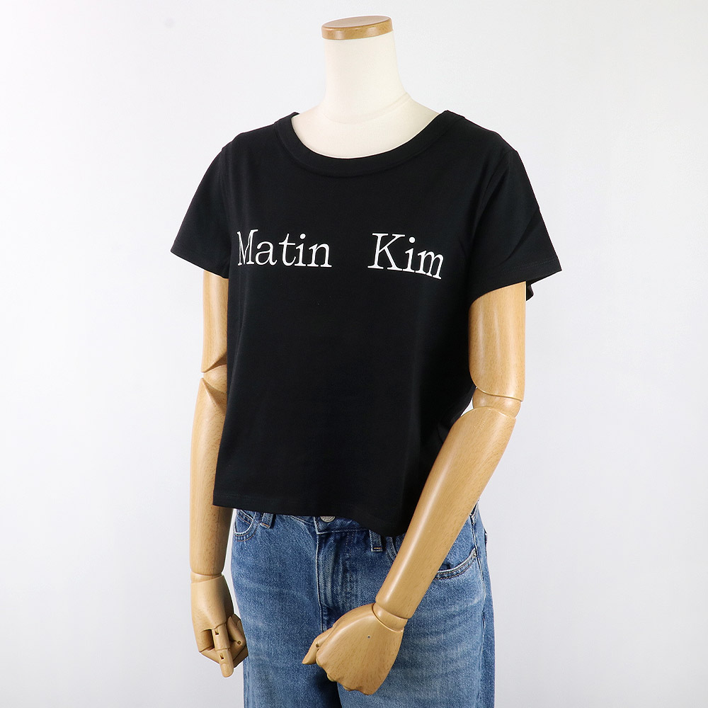 マーティンキム Matin Kim Tシャツ LOGO CROP TOP BLACK 半袖