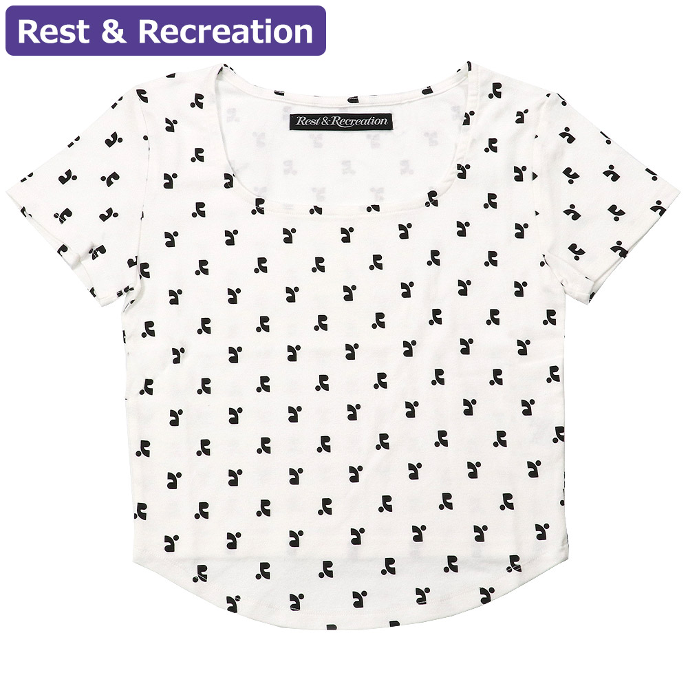 レストアンドレクリエーション Rest＆Recreation Tシャツ RR LOGO PATTERN SQUARE NECK T-SHIRT SKY BLUE 半袖 レディース 韓国 ファッション アパレル Rest＆Recreation レストアンドレクリエーション Tシャツ RR