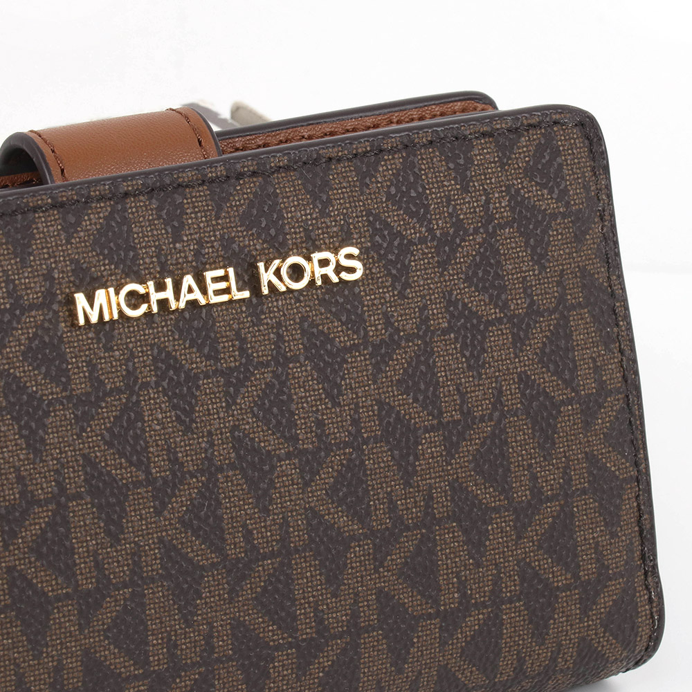 マイケルコース 財布 35F8GTVF2B ブラウン×エイコーン マイケルコース MICHAEL KORS 二つ折り財布 折り畳み JET SET TRAVEL