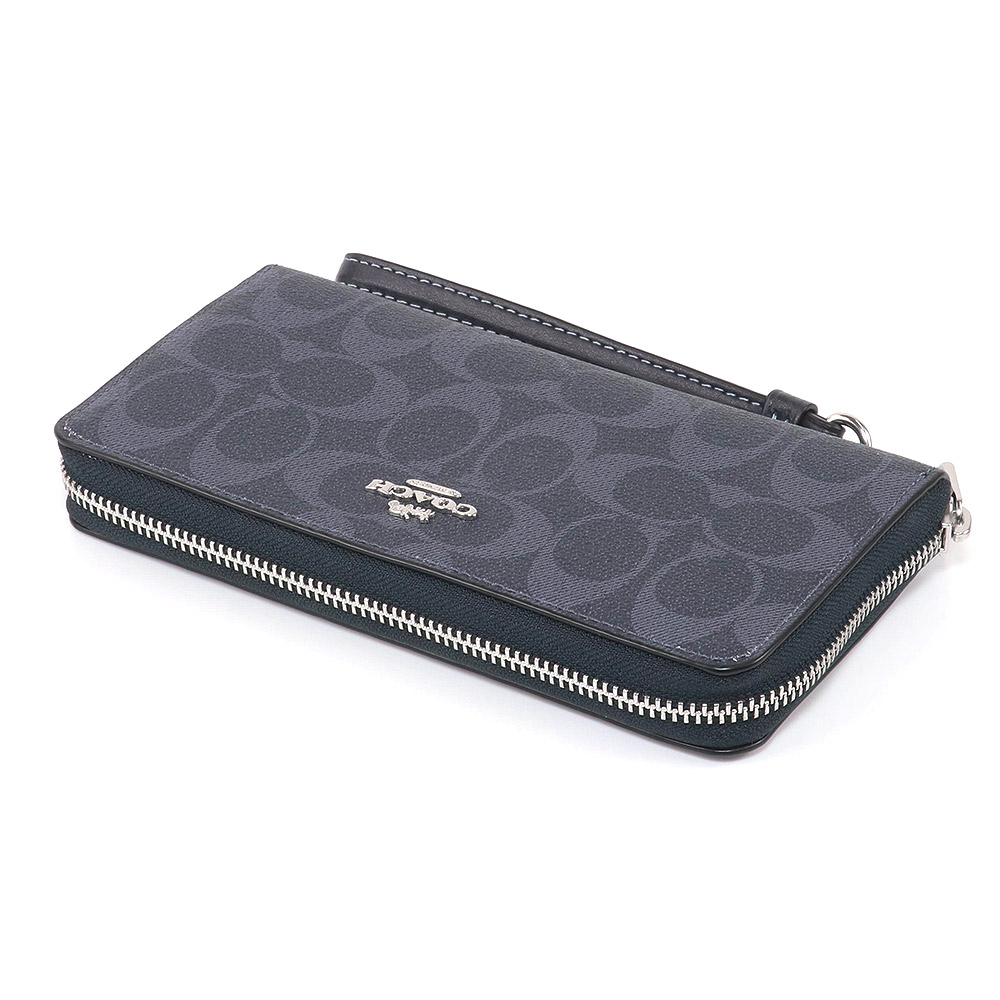 COACH グレー キャンバス 長財布 ストラップ付き COACH レディース財布（色：グレー系）｜ファッション おすすめ