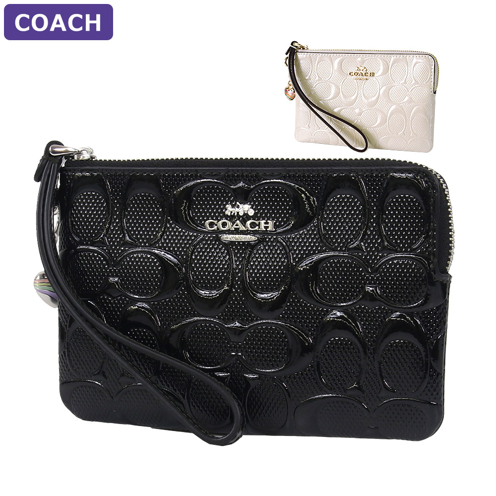 未使用級　COACH　コーチ　アクセサリーポーチ　ハンドバッグ　シグネチャー COACH（コーチ） ポーチ CDY96/CDF04 シグネチャー エナメル ハート