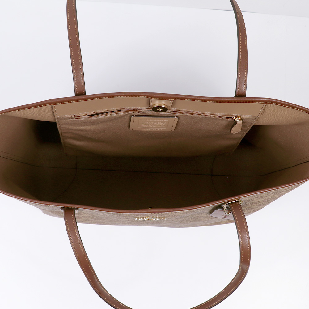 夏崩レ、片想イ。  COACHジッパー付ブラウンレザートートバッグ コーチ トートバッグ レディース ブランド COACH CV976 IMXHE ブラウン