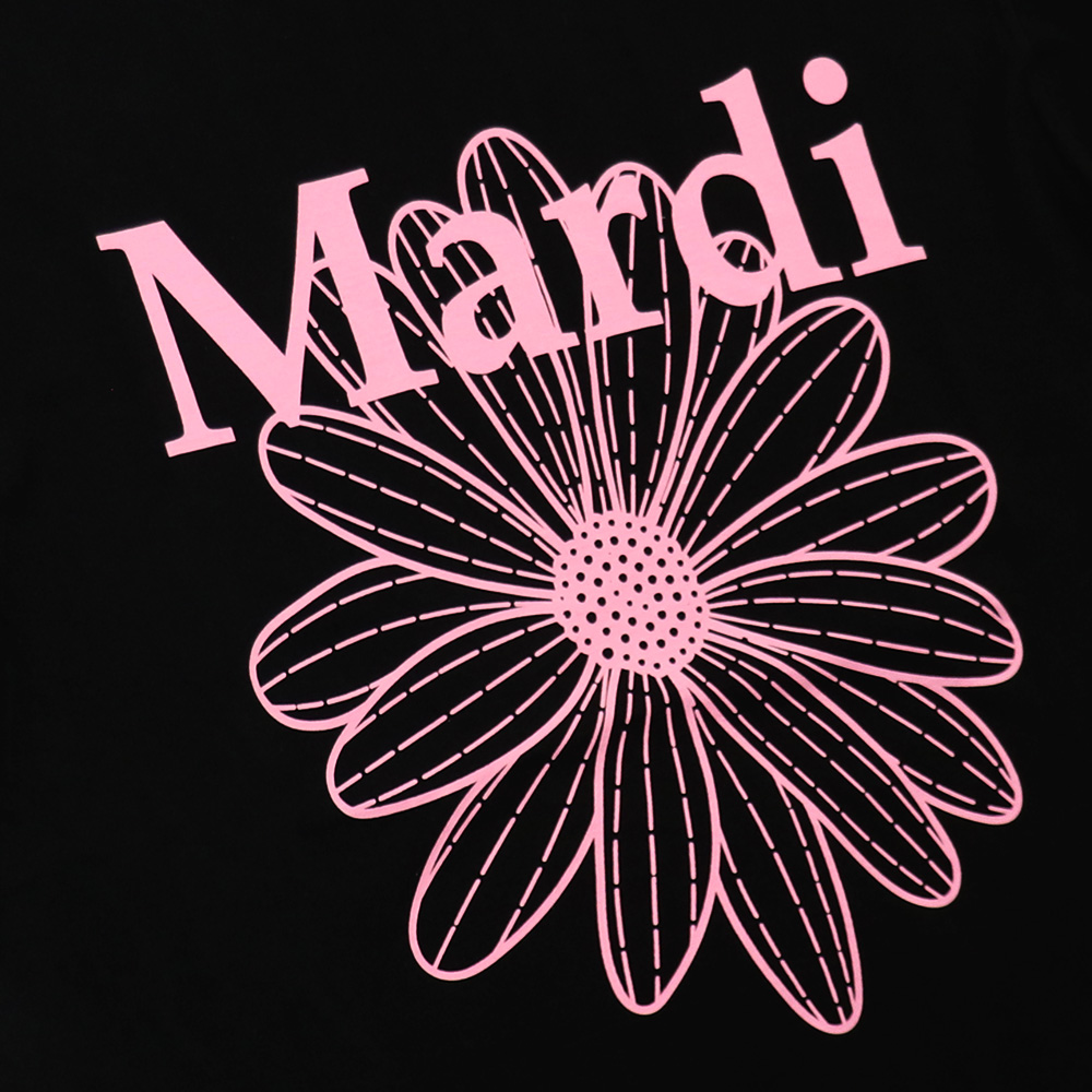 マルディメクルディ Mardi Mercredi Tシャツ TSHIRT FLOWERMARDI BLACK PINK 半袖 レディース 韓国  ファッション アパレル