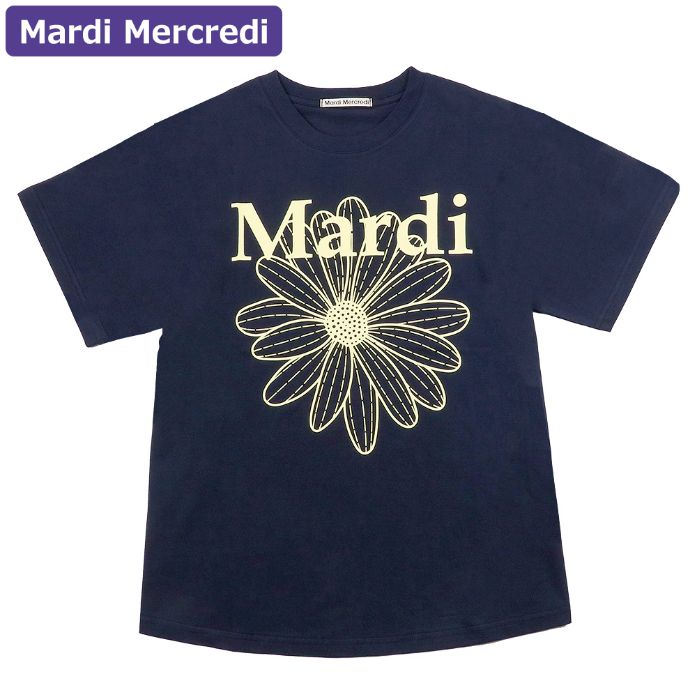 マルディメクルディ Mardi Mercredi Tシャツ TSHIRT FLOWERMARDI NAVY LEMON 半袖 レディース 韓国  ファッション アパレル