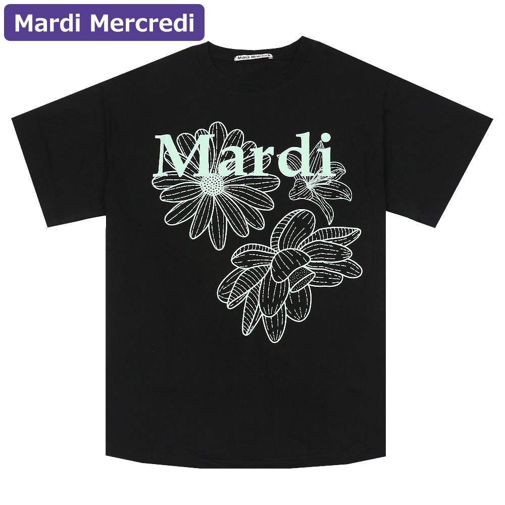 マルディメクルディ Mardi Mercredi Tシャツ TSHIRT TRIPLE FLOWER BLACK MINT 半袖 レディース 韓国 ファッション アパレル Mardi Mercredi マルディメクルディ Tシャツ TSHIRT TRIPLE
