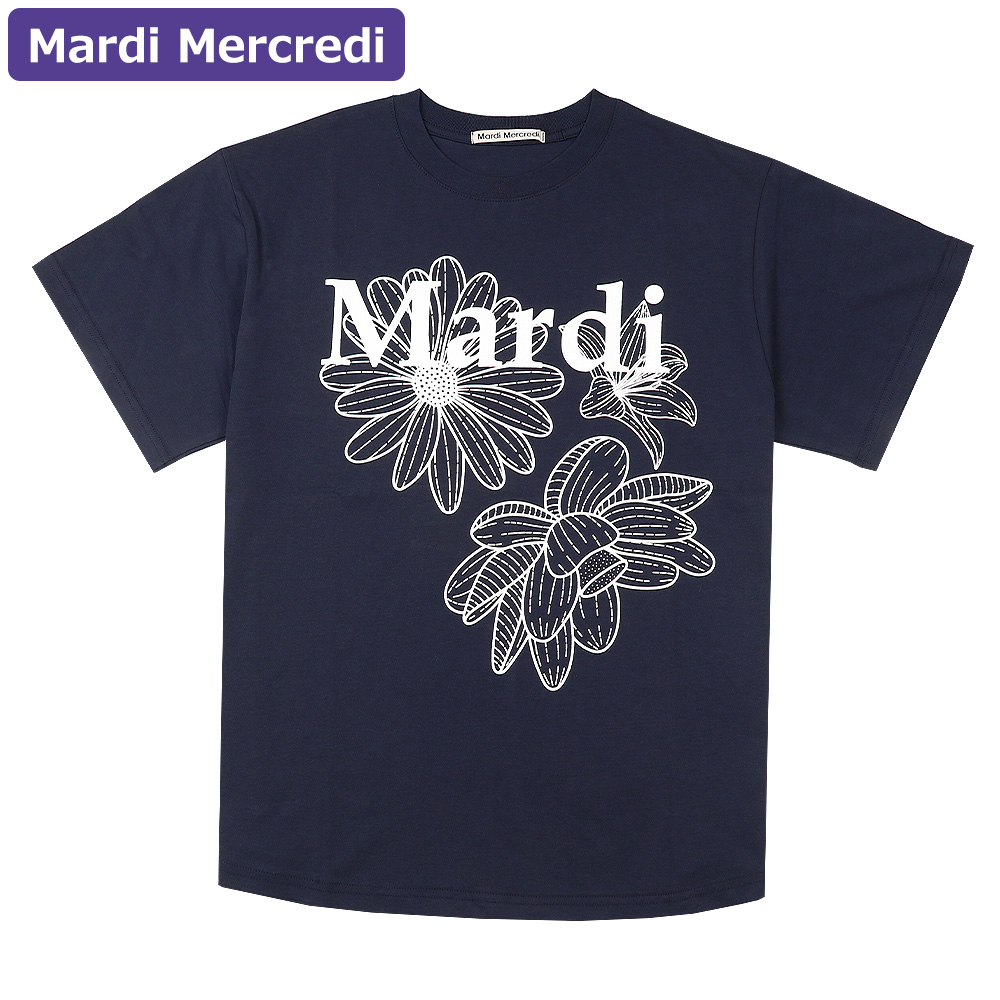 ○Mardi Mercredi○UNISEX TSHIRT FLOWERMARDI_CHARCOAL IVORY
