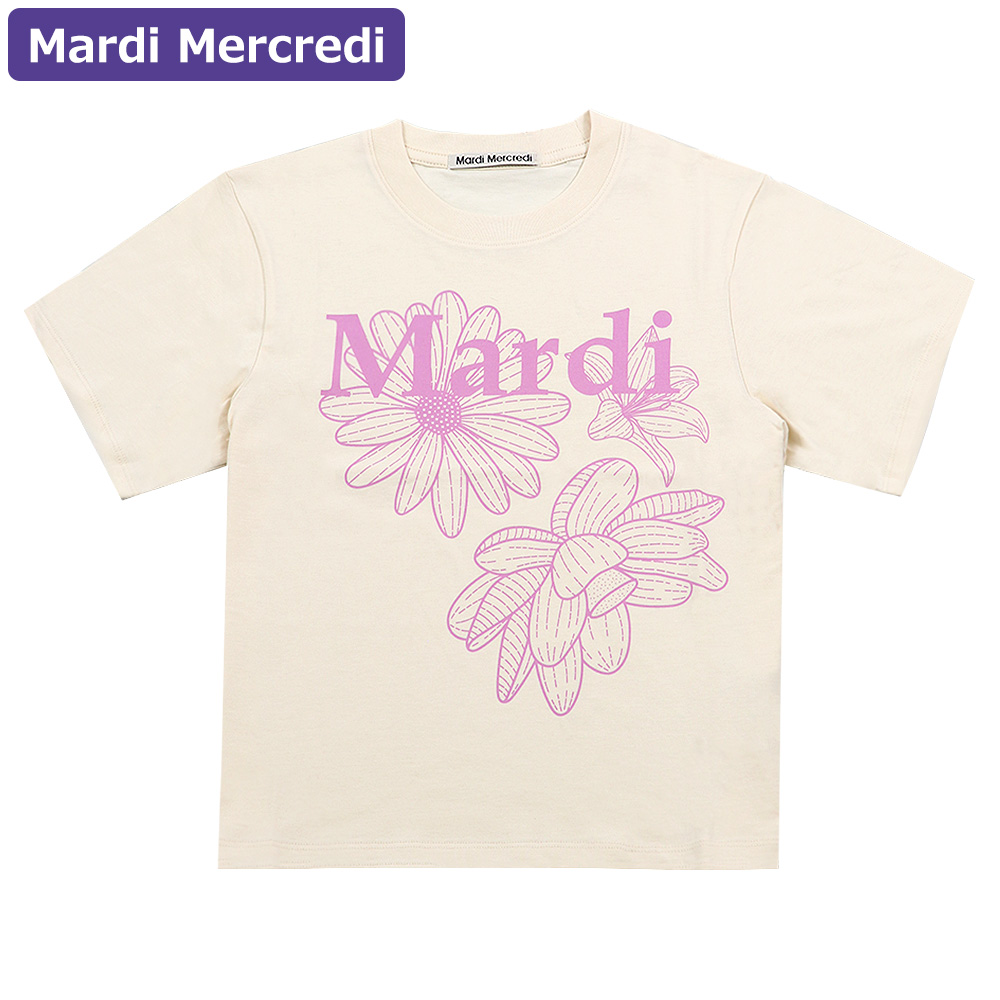 マルディメクルディ Mardi Mercredi Tシャツ SLIM TSHIRT TRIPLE FLOWER BUTTER PINKLAVENDER 半袖 レディース 韓国 ファッション アパレル スリムサイズ Mardi Mercredi マルディメクルディ Tシャツ SLIM TSHIRT TRIPLE