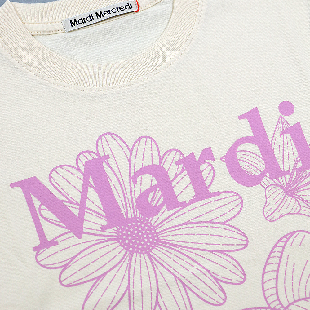 マルディメクルディ Mardi Mercredi Tシャツ TSHIRT TRIPLE FLOWER CREAM PEANUT 半袖 レディース 韓国 ファッション アパレル Mardi Mercredi マルディメクルディ Tシャツ TSHIRT TRIPLE
