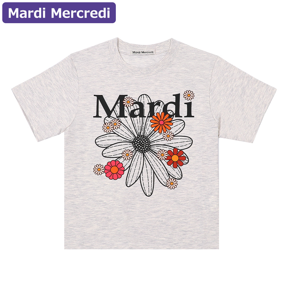 マルディメクルディ Mardi Mercredi Tシャツ SLIM TSHIRT FLOWERMARDI BLOSSOM OATMEAL BLACK 半袖 レディース 韓国 ファッション アパレル スリムサイズ Mardi Mercredi マルディメクルディ Tシャツ SLIM TSHIRT