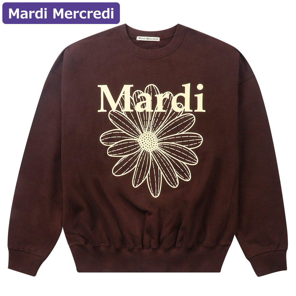 マルディメクルディ Mardi Mercredi スウェット SWEATSHIRT FLOWERMARDI BROWN CREAM 長袖 レディース  韓国 ファッション アパレル