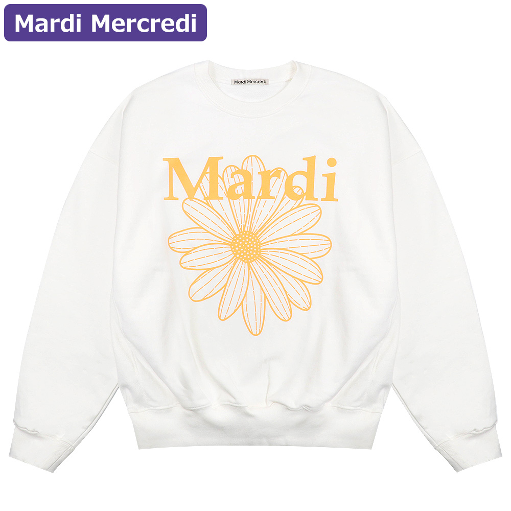 マルディメクルディ Mardi Mercredi スウェット SWEATSHIRT FLOWERMARDI WHITE TANGERINE 長袖 レディース 韓国 ファッション アパレル Mardi Mercredi マルディメクルディ スウェット SWEATSHIRT