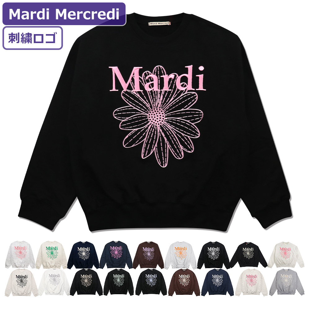 マルディメクルディ Mardi Mercredi スウェット SWEATSHIRT FLOWERMARDI NEEDLEWORK 長袖 レディース  韓国 ファッション アパレル 刺繍 ロゴ