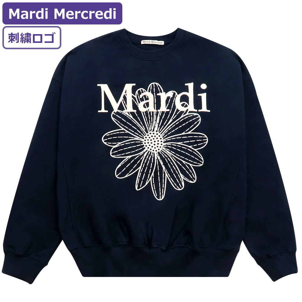 マルディメクルディ Mardi Mercredi スウェット SWEATSHIRT FLOWERMARDI NEEDLEWORK 長袖 レディース  韓国 ファッション アパレル 刺繍 ロゴ