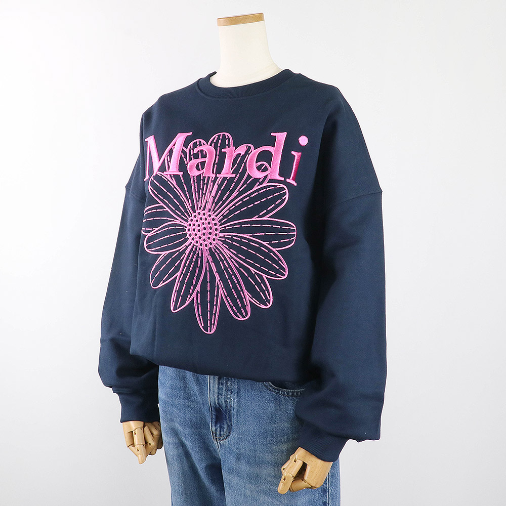 ●Mardi Mercredi●UNISEX SWEATSHIRT NEEDLEWORK_NAVY FUCHSIA ○Mardi Mercredi○UNISEX SWEATSHIRT NEEDLEWORK_NAVY FUCHSIA