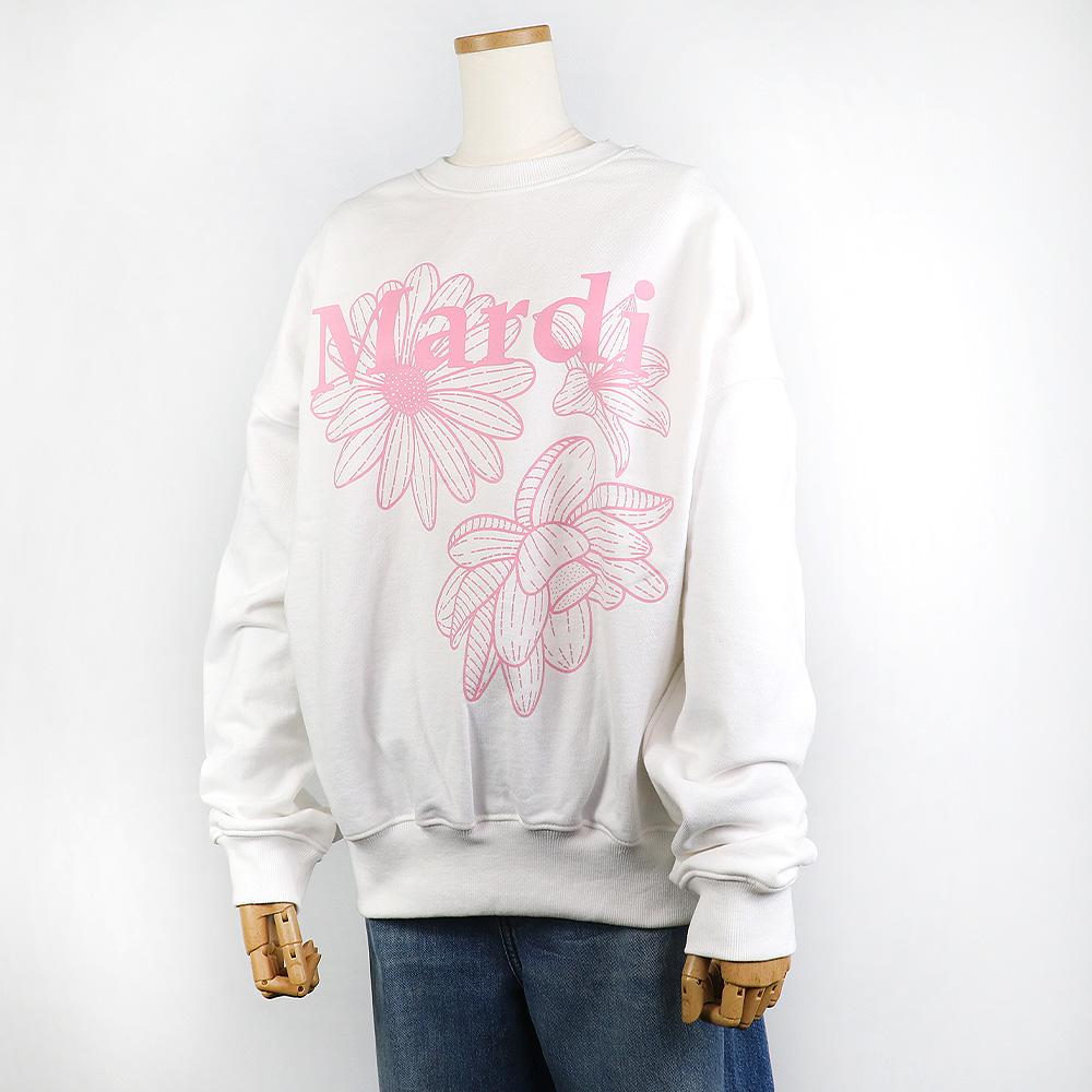 Mardi Mercredi マルディTRIPLEFLOWERWHITEPINK Mardi Mercredi（マルディメクルディ） スウェット SWEATSHIRT TRIPLE
