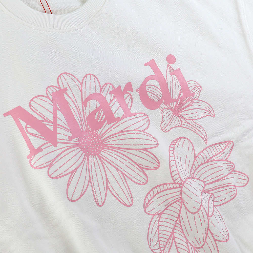 Mardi Mercredi マルディTRIPLEFLOWERWHITEPINK Mardi Mercredi（マルディメクルディ） Mardi Mercredi Tシャツ UNISEX
